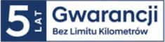 Logo programu 5 lat gwarancji Hyundai bez limitu kilometrów.